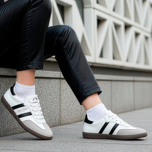 Women's Retro Stripe Canvas Lace-Up Lifestyle Sneaker
