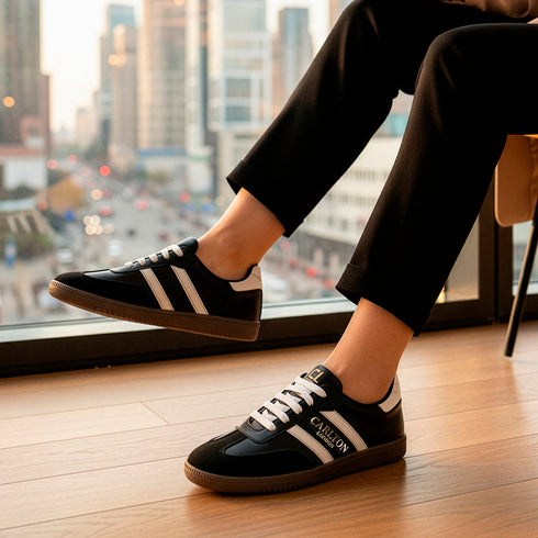 Women's Retro Stripe Canvas Lace-Up Lifestyle Sneaker