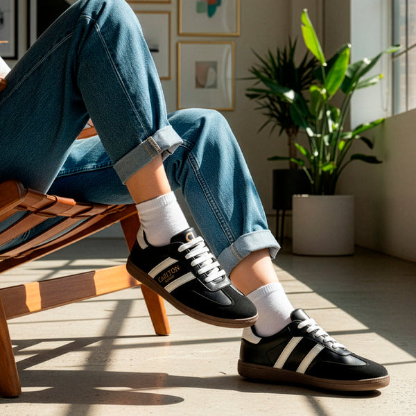 Women's Retro Stripe Canvas Lace-Up Lifestyle Sneaker
