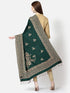 Women's Floral Jamawar Acrylic Border Wool Shawl