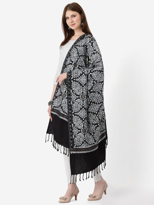 Women's Aari Embroidery and Stone Work Wool Shawl