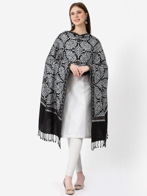 Women's Aari Embroidery and Stone Work Wool Shawl