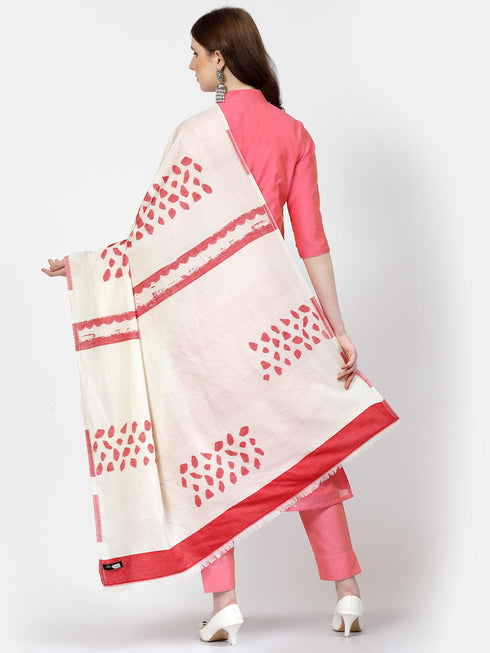 Women's White Pure Cotton Wool Shawl