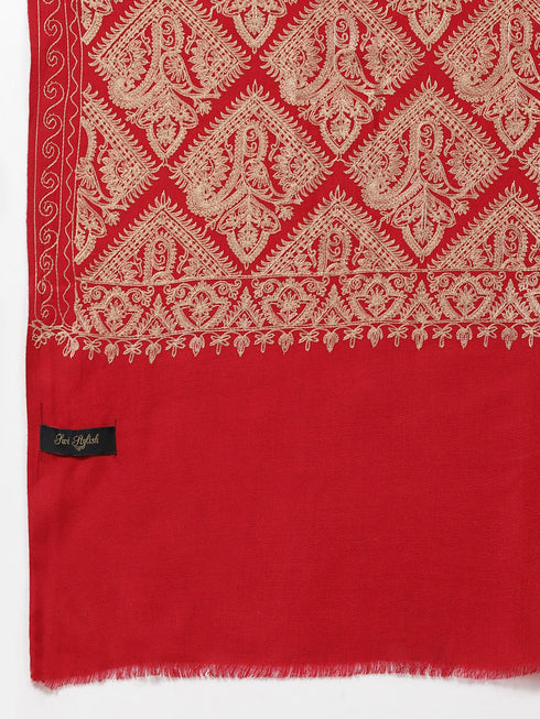 Women's Silky Golden Aari Embroidery Wool Shawl