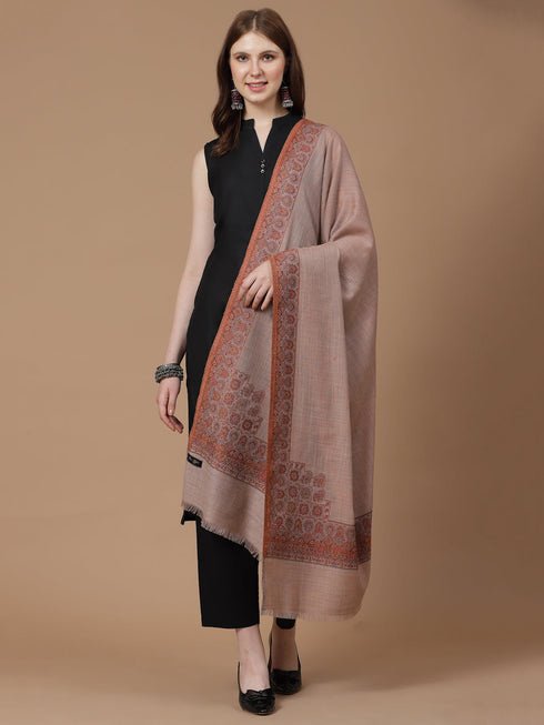 Women's Melange Kani Border Wool Shawl
