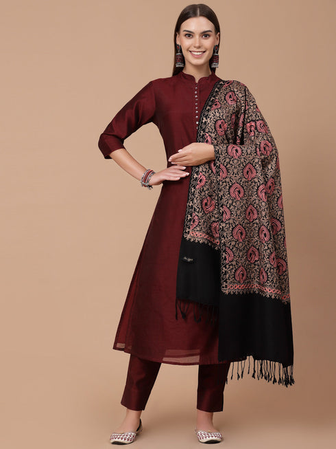 Women's Aari Embroidered Paisley Stole