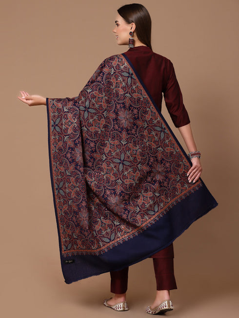 Women's Aari Embroidery Pure Wool Shawl with Sequence