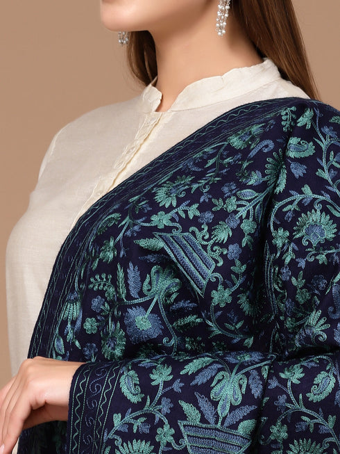 Women's Aari Embroidered Wool Stole