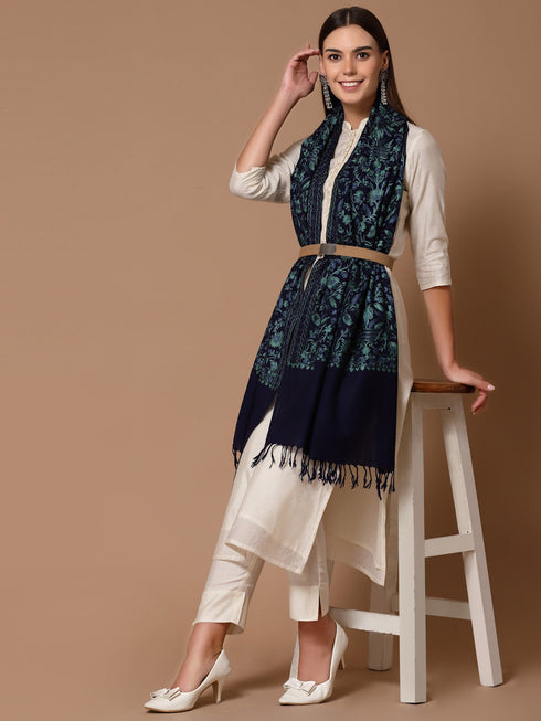 Women's Aari Embroidered Wool Stole