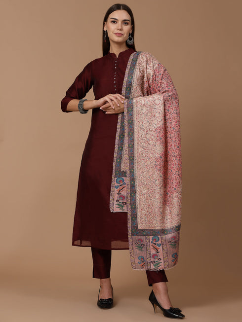 Women's Printed Aari Embroidered Stole