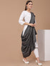 Women's Greyish Black Silky Aari Embroidery Wool Shawl