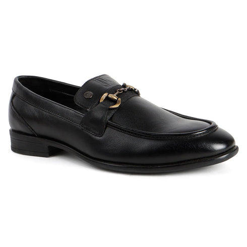 Men's Smooth Finish Slip-On Loafers with Buckle Detail