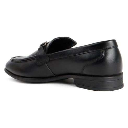 Men's Smooth Finish Slip-On Loafers with Buckle Detail
