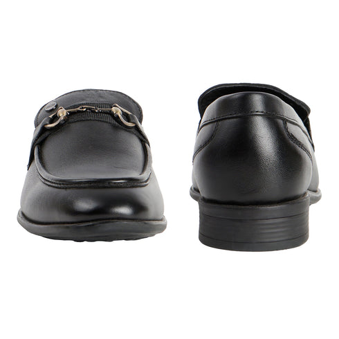 Men's Smooth Finish Slip-On Loafers with Buckle Detail