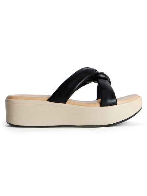 Women's Knot Detail Wedge Slide Sandals