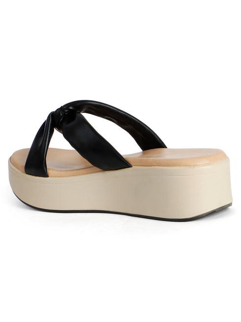 Women's Knot Detail Wedge Slide Sandals