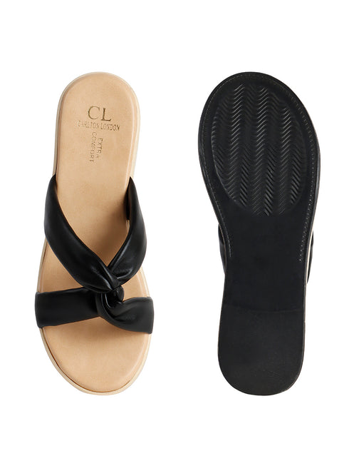 Women's Knot Detail Wedge Slide Sandals