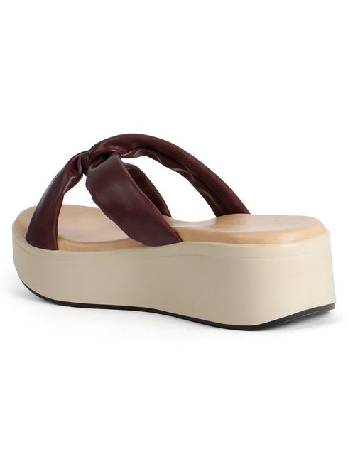Women's Knot Detail Wedge Slide Sandals
