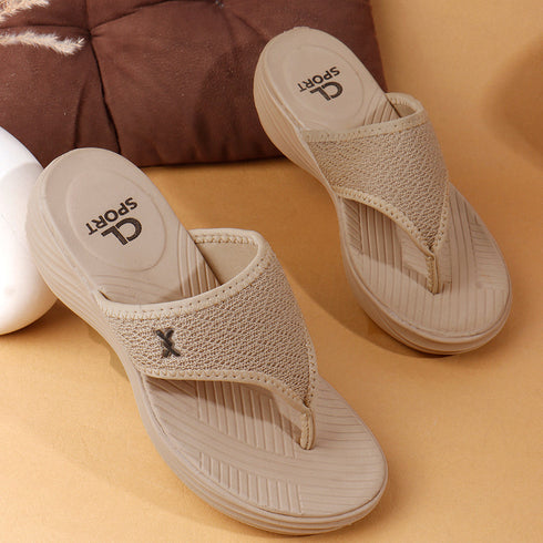 Women's Knitted Thong Strap Arch Support Wedge Sandal
