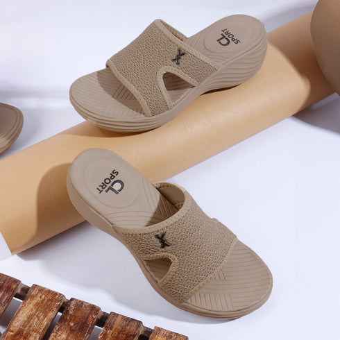 Women's Woven Strap Cutout Detail Comfort Wedge Sandal