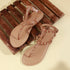 Flat Thong Women's Sandal with Gold Studs and Ankle Strap