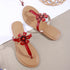 Women's Flat Thong Sandal with Studded Bow/Flower Accent