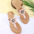 Women's Flat Thong Sandal with Studded Bow/Flower Accent