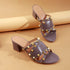 Women's Studded Crossover Block Heel Mule Sandals