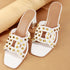 Women's Chic Black Studded Block Heel Sandals with Square Toe