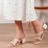 Women's Chic Black Studded Block Heel Sandals with Square Toe