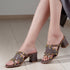 Women's Studded Crossover Block Heel Mule Sandals