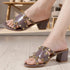 Women's Studded Crossover Block Heel Mule Sandals