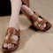 Women's Heel Sandals with Curved Strap and Silver Studs