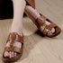 Women's Heel Sandals with Curved Strap and Silver Studs