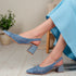 Women's Woven Textured Slingback Pump Pointed Toe Block Heel