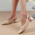 Women's Woven Textured Slingback Pump Pointed Toe Block Heel