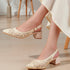 Women's Woven Textured Slingback Pump Pointed Toe Block Heel