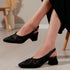 Women's Woven Textured Slingback Pump Pointed Toe Block Heel