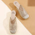 Women's Elegant Metallic Woven Mule Intricate Closed-Toe Low Heel