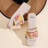 Women's Embroidered Beaded Wedge Sandal With Floral Motif