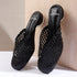 Women's Elegant Metallic Woven Mule Intricate Closed-Toe Low Heel