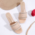 Women's Woven Rhinestone Sandal Textured Strap Low Heel