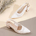 Women's Woven Textured Slingback Pump Chunky Block Heel