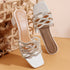 Women's Rhinestone Embellished Block Heel Sandals