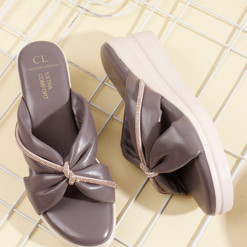 Women's Wedge Sandal with Padded Knot Detail