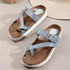 Women'sCriss-Cross Block Heel Sandals with Bold Silver Studs