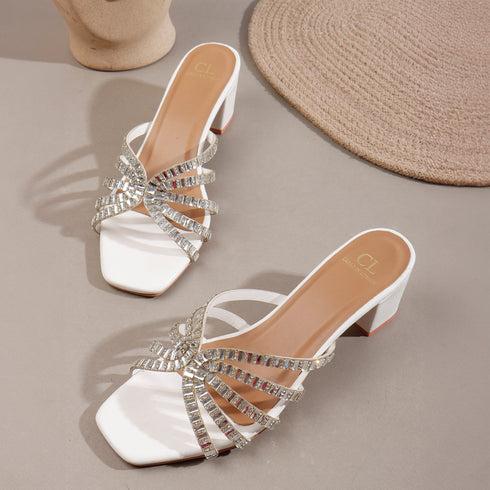 Women's Stylish Multi-Strap Rhinestone Block Heel Sandals