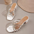 Women's Stylish Multi-Strap Rhinestone Block Heel Sandals