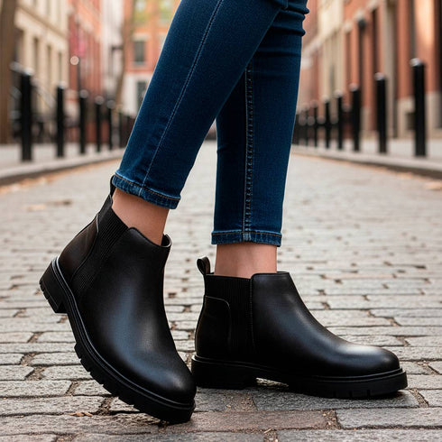 Women's Slip-On Chelsea Ankle Boot - Chunky Lug Sole Modern Boots
