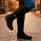 Women's Tall Moto-Style Riding Boot - Knee-High Footwear with Buckle Detail
